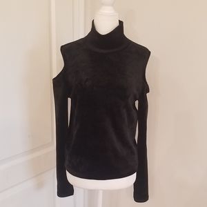 Zara cold shoulder mock neck velvet top